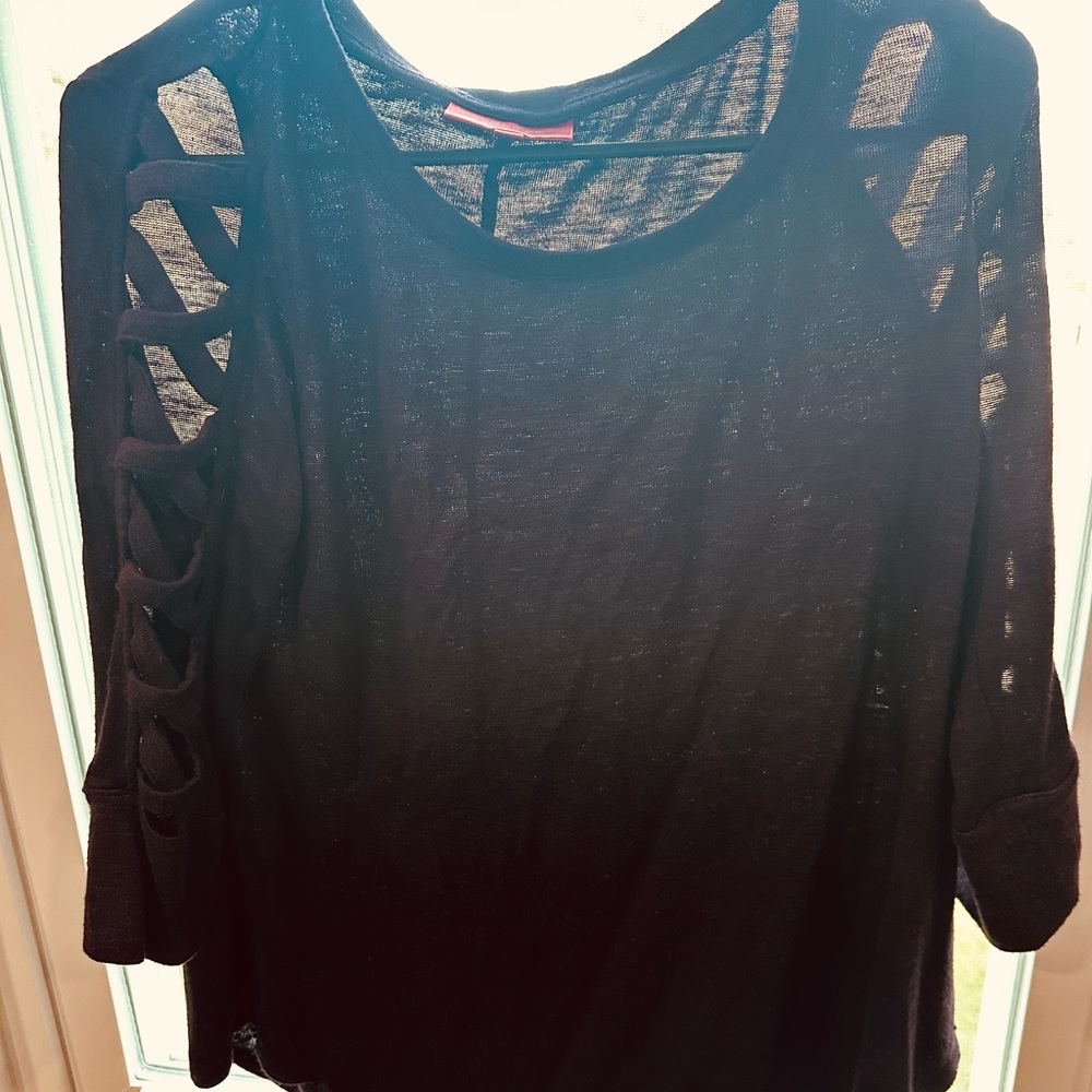 Jennifer Lopez Plum Long Sleeve Top with Cut-Out Design